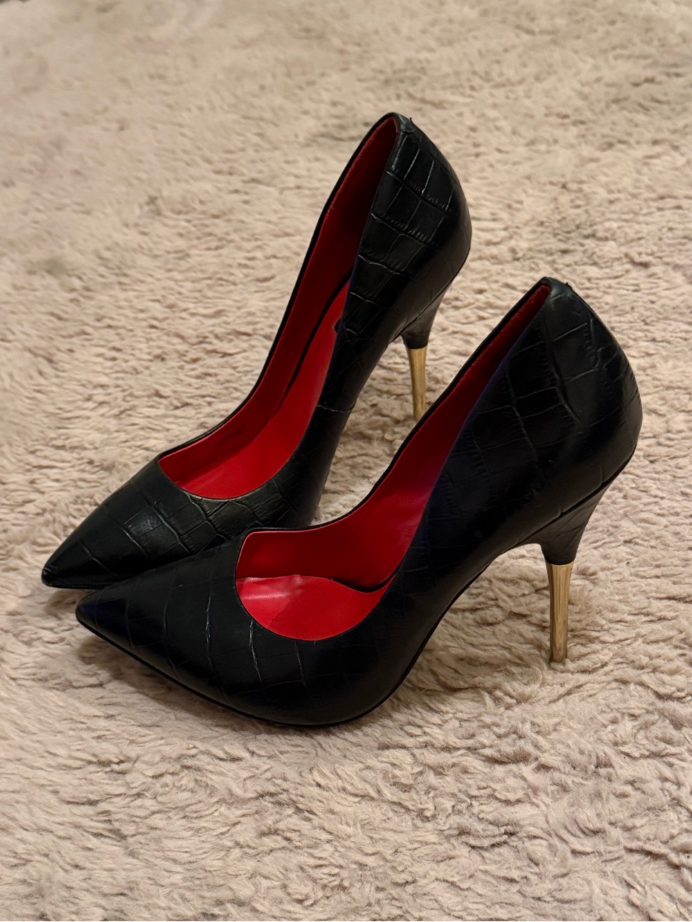 Vintage Charles Jourdan Paris Croc Embossed Leather Stiletto Pumps – Size 9.5M